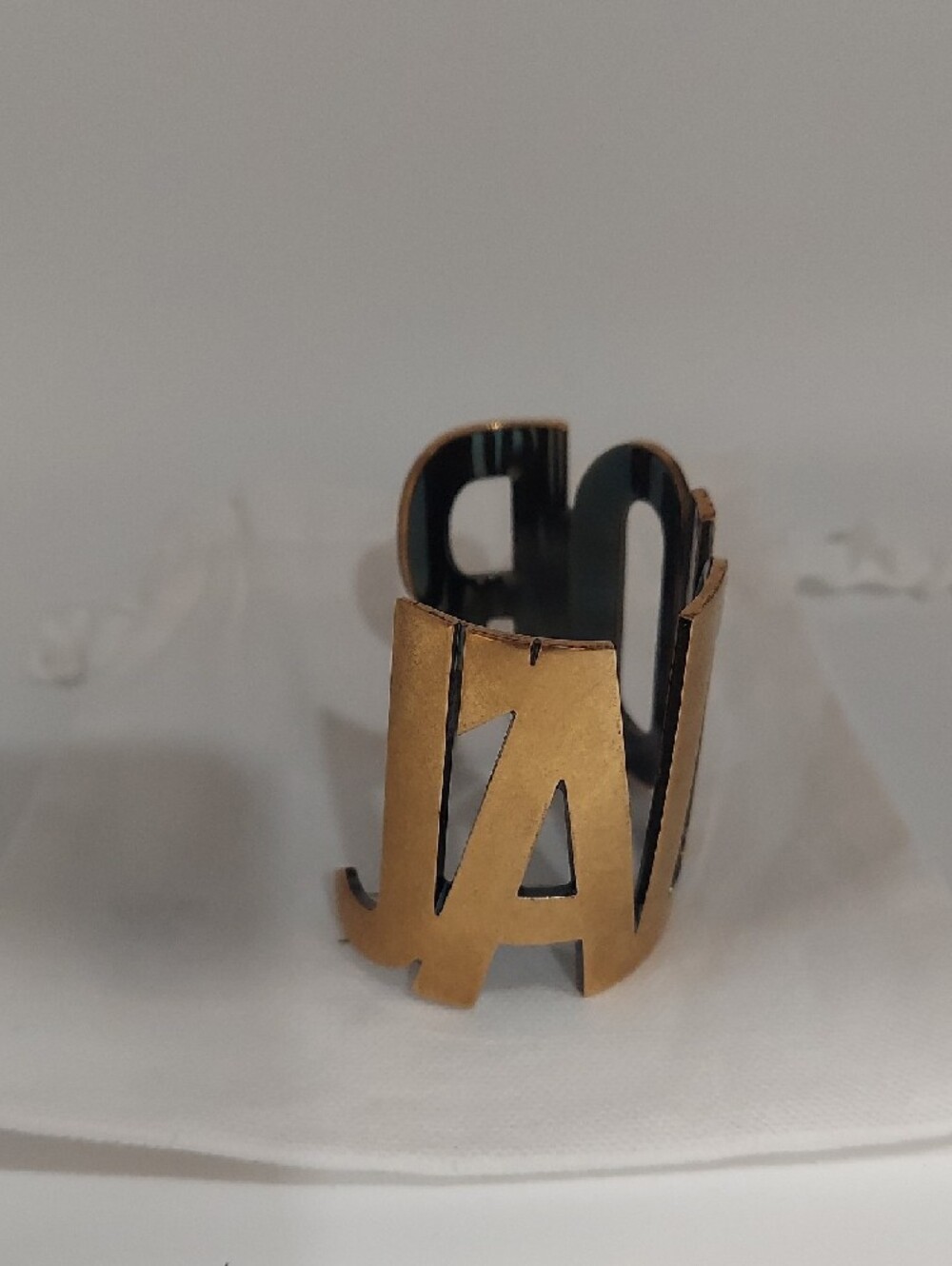 J'ADior Brass-Tone Logo Cuff in Metallic Gold Brass - Picture 2 of 7